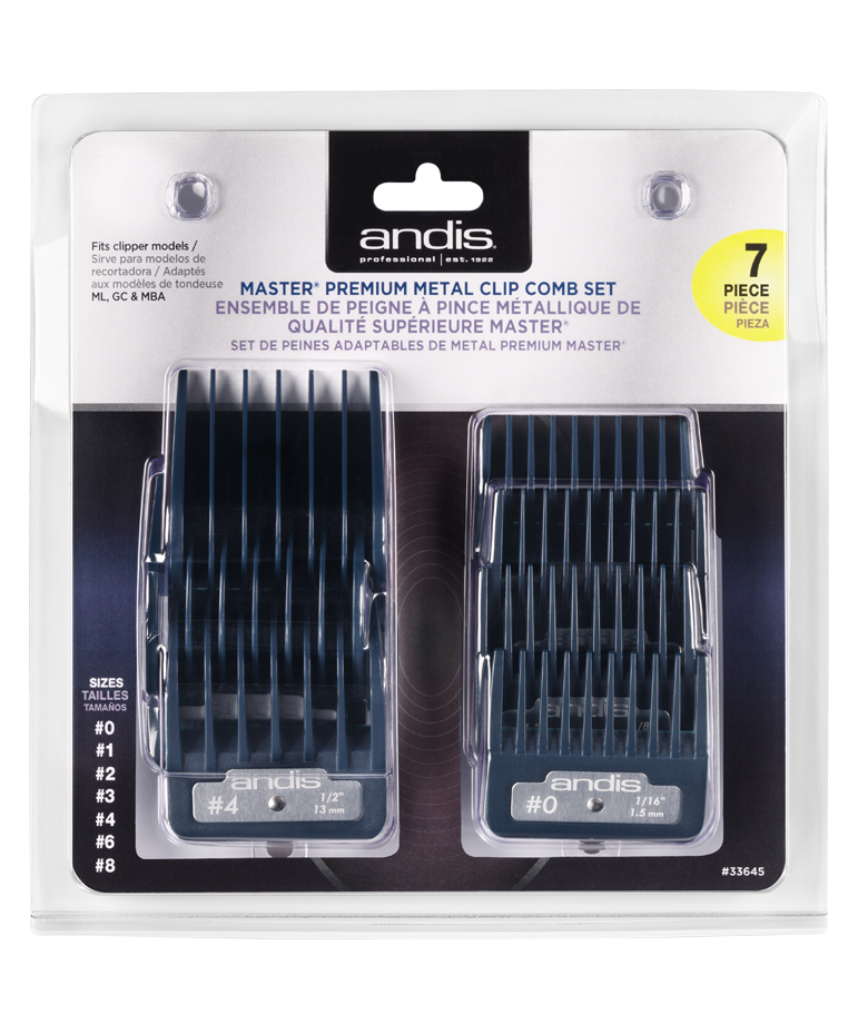 Andis Master® Premium Metal Clip 7-piece extension comb set