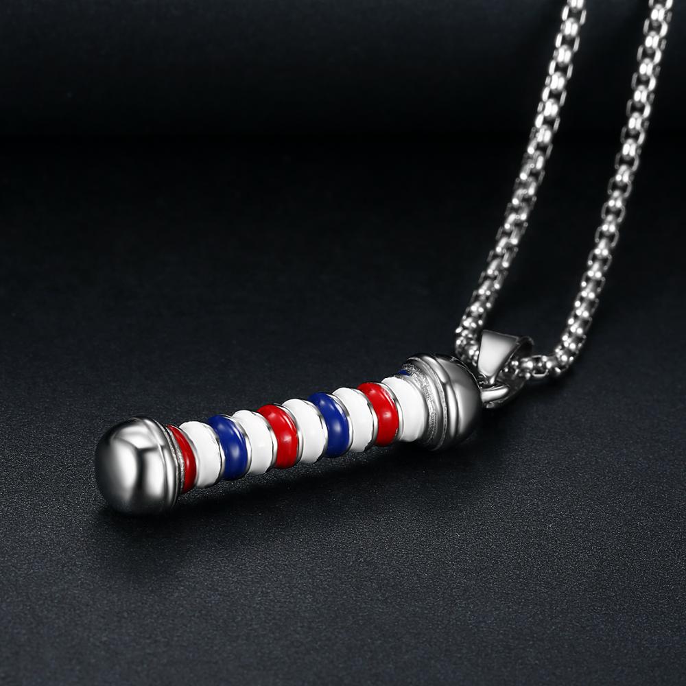 Barber Pole necklace - with silver colored metal chain