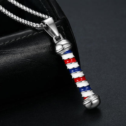 Barber Pole necklace - with silver colored metal chain