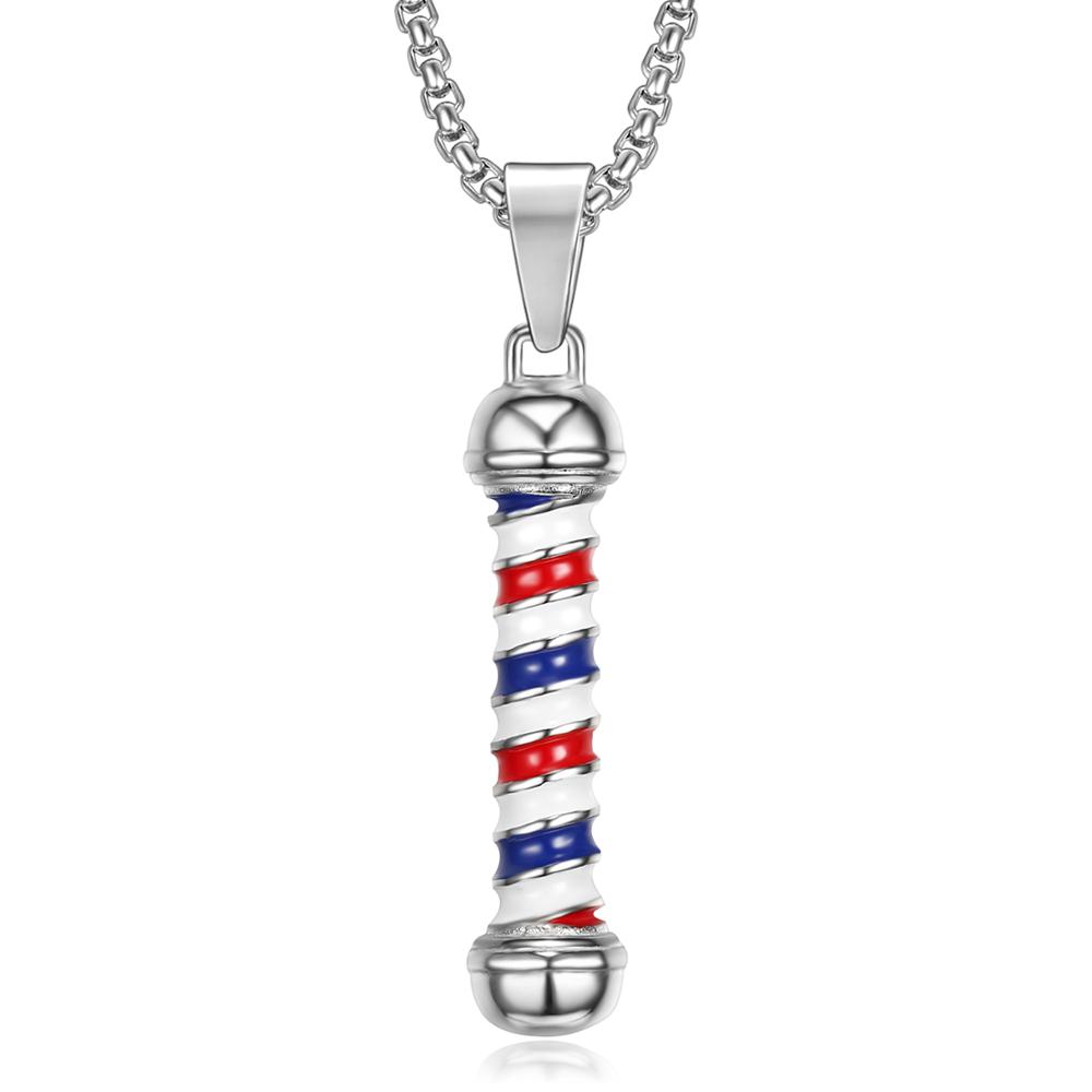 Barber Pole necklace - with silver colored metal chain