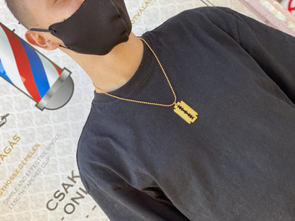 Barber "RAZOR" necklace - gold colored metal