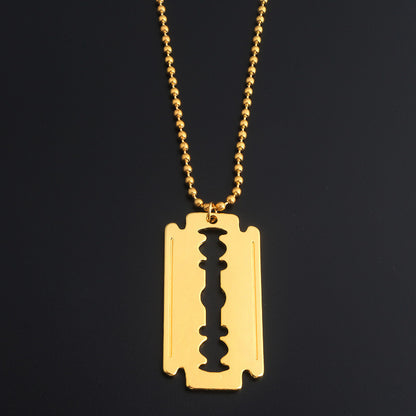 Barber "RAZOR" necklace - gold colored metal