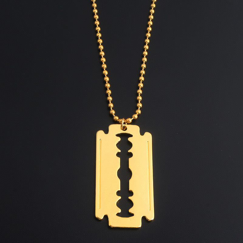 Barber "RAZOR" necklace - gold colored metal