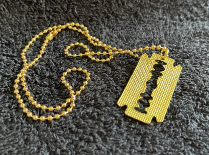 Barber "RAZOR" necklace - gold colored metal