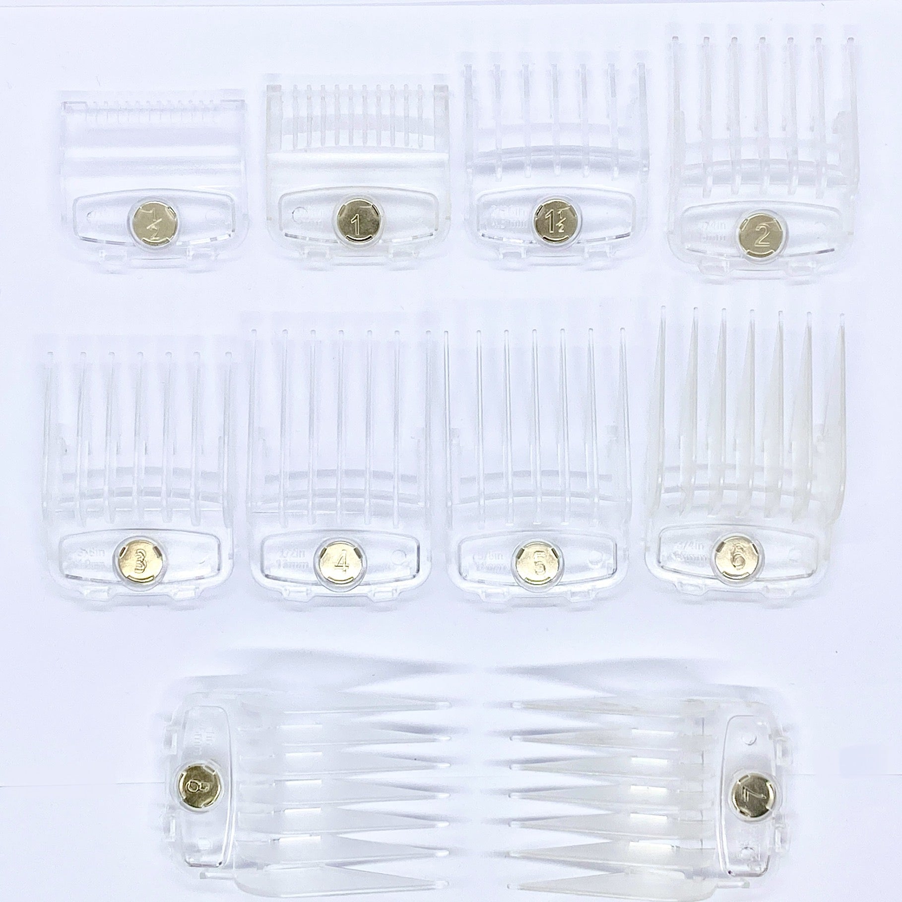 Transparent magnetic extension combs for Wahl machines / in 10 sizes